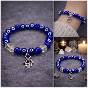 Evil Eye Quartz Bracelet Hand Charm Witchy Boho‎ Apothecary Protection Jewelry